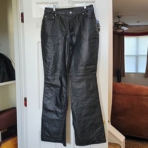 Newport News Jeanology Collection Lined Black Leather Pants